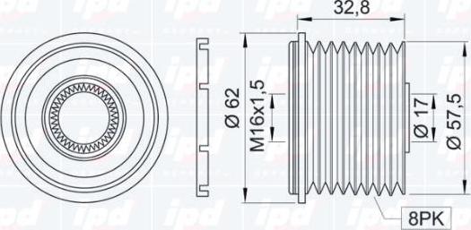 IPD 15-3194 - Pulley, alternator, freewheel clutch autospares.lv