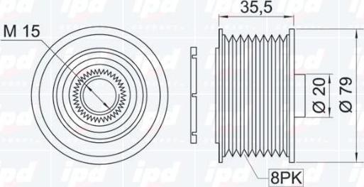 IPD 15-3195 - Pulley, alternator, freewheel clutch autospares.lv