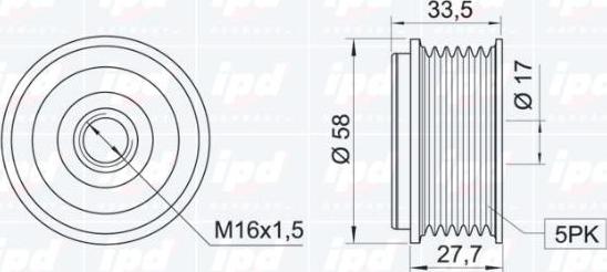 IPD 15-3185 - Pulley, alternator, freewheel clutch autospares.lv