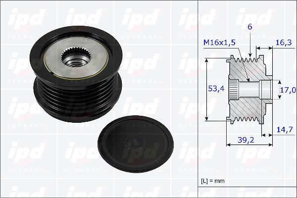 IPD 15-3814 - Pulley, alternator, freewheel clutch autospares.lv