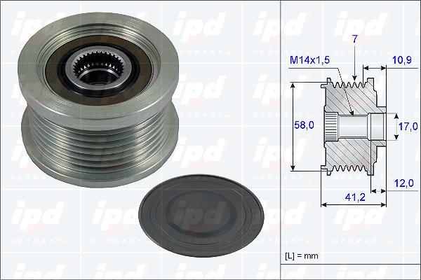 IPD 15-3812 - Pulley, alternator, freewheel clutch autospares.lv