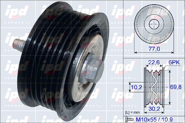 IPD 15-3876 - Pulley, v-ribbed belt autospares.lv