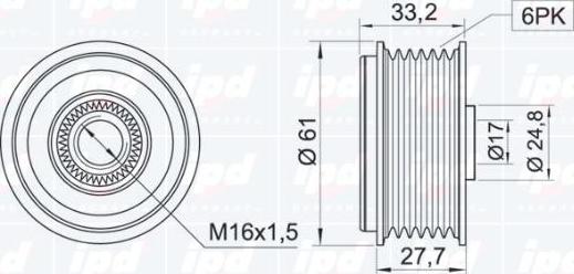 IPD 15-3288 - Pulley, alternator, freewheel clutch autospares.lv