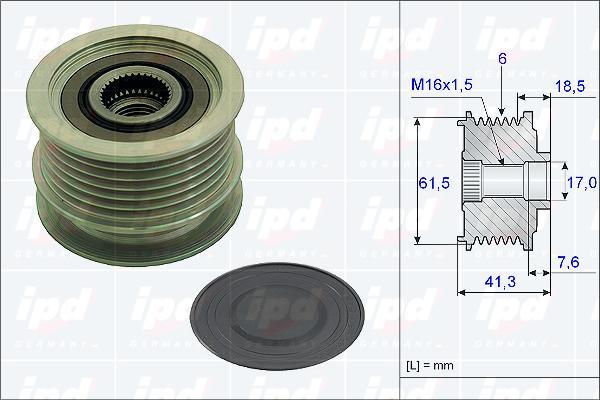 IPD 15-3798 - Pulley, alternator, freewheel clutch autospares.lv