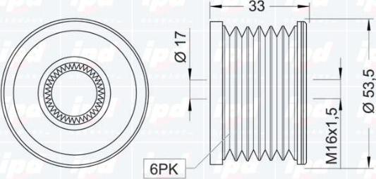 IPD 12-0995 - Pulley, alternator, freewheel clutch autospares.lv