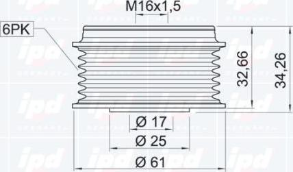 IPD 12-0013 - Pulley, alternator, freewheel clutch autospares.lv