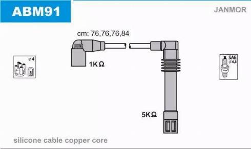 Janmor ABM91 - Ignition Cable Kit autospares.lv