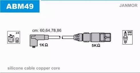 Janmor ABM49 - Ignition Cable Kit autospares.lv