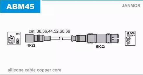 Janmor ABM45 - Ignition Cable Kit autospares.lv