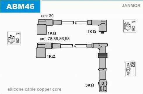 Janmor ABM46 - Ignition Cable Kit autospares.lv