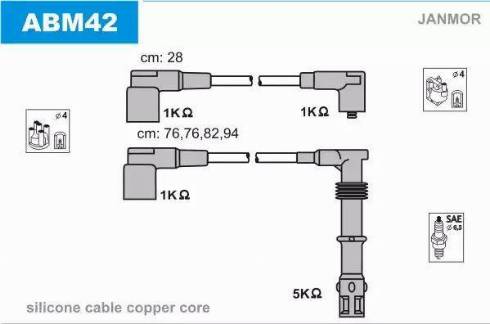 Janmor ABM42 - Ignition Cable Kit autospares.lv