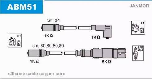 Janmor ABM51 - Ignition Cable Kit autospares.lv