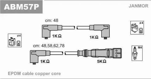 Janmor ABM57P - Ignition Cable Kit autospares.lv