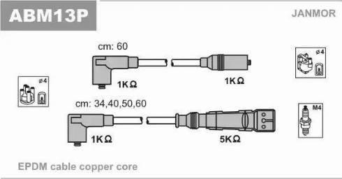 Janmor ABM13P - Ignition Cable Kit autospares.lv