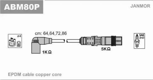 Janmor ABM80P - Ignition Cable Kit autospares.lv