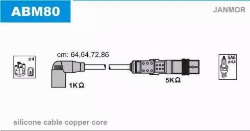 Janmor ABM80 - Ignition Cable Kit autospares.lv