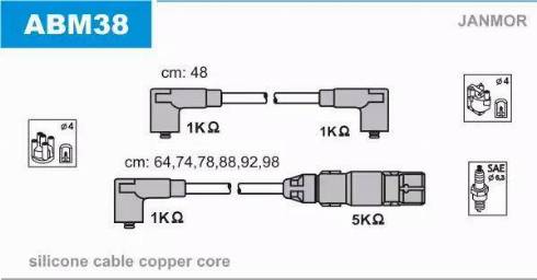 Janmor ABM38 - Ignition Cable Kit autospares.lv