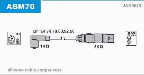 Janmor ABM70 - Ignition Cable Kit autospares.lv