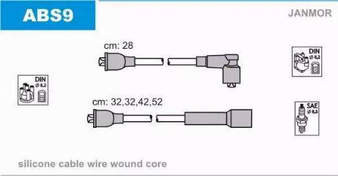 Janmor ABS9 - Ignition Cable Kit autospares.lv