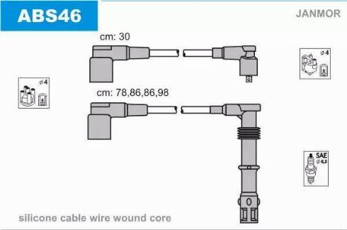 Janmor ABS46 - Ignition Cable Kit autospares.lv