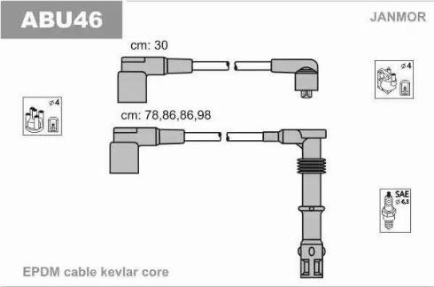 Janmor ABU46 - Ignition Cable Kit autospares.lv