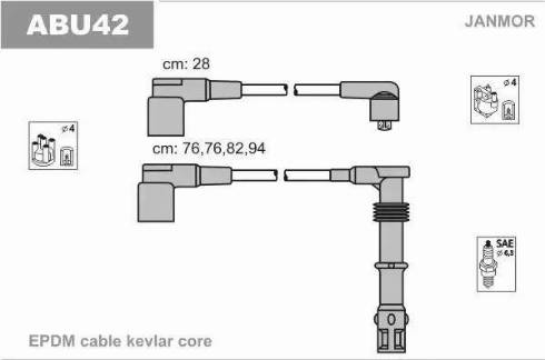 Janmor ABU42 - Ignition Cable Kit autospares.lv