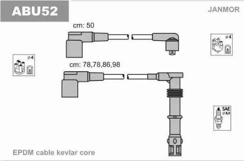 Janmor ABU52 - Ignition Cable Kit autospares.lv