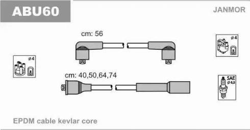 Janmor ABU60 - Ignition Cable Kit autospares.lv