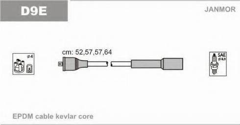 Janmor D9E - Ignition Cable Kit autospares.lv