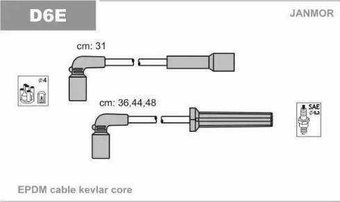 Janmor D6E - Ignition Cable Kit autospares.lv