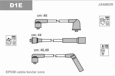 Janmor D1E - Ignition Cable Kit autospares.lv