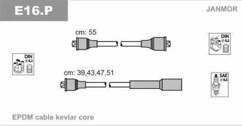 Janmor E16.P - Ignition Cable Kit autospares.lv