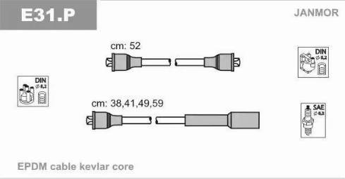 Janmor E31.P - Ignition Cable Kit autospares.lv