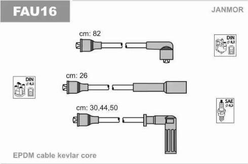 Janmor FAU16 - Ignition Cable Kit autospares.lv