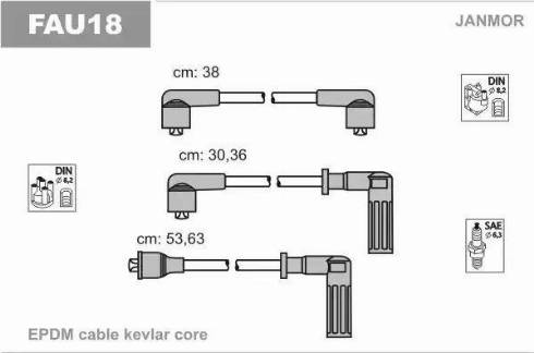 Janmor FAU18 - Ignition Cable Kit autospares.lv