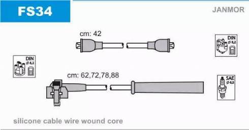 Janmor FS34 - Ignition Cable Kit autospares.lv