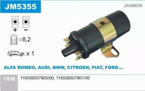 Janmor JM5355 - Ignition Coil autospares.lv