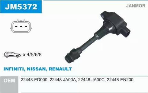 Janmor JM5372 - Ignition Coil autospares.lv