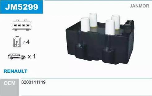 Janmor JM5299 - Ignition Coil autospares.lv