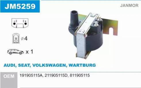 Janmor JM5259 - Ignition Coil autospares.lv