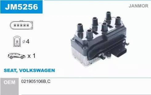 Janmor JM5256 - Ignition Coil autospares.lv