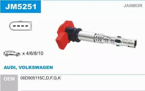 Janmor JM5251 - Ignition Coil autospares.lv