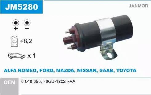 Janmor JM5280 - Ignition Coil autospares.lv