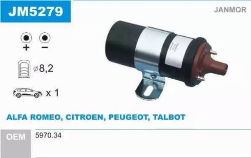 Janmor JM5279 - Ignition Coil autospares.lv