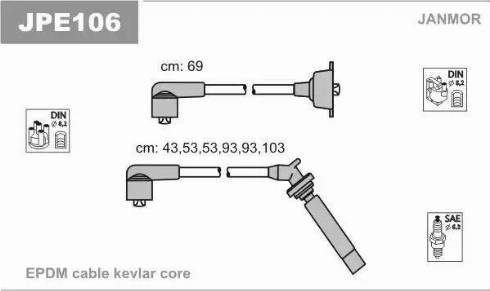 Janmor JPE106 - Ignition Cable Kit autospares.lv