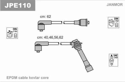 Janmor JPE110 - Ignition Cable Kit autospares.lv