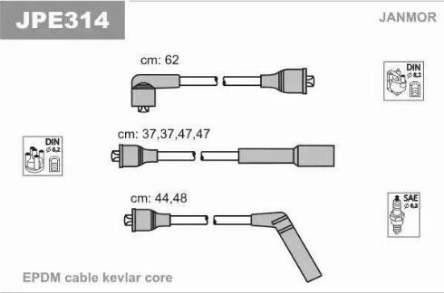 Janmor JPE314 - Ignition Cable Kit autospares.lv