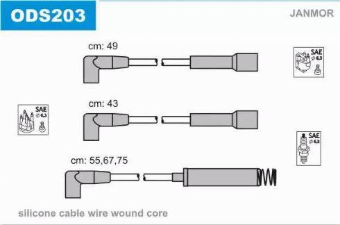 Janmor ODS203 - Ignition Cable Kit autospares.lv