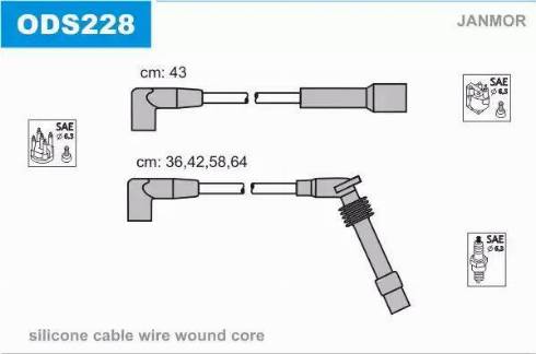 Janmor ODS228 - Ignition Cable Kit autospares.lv