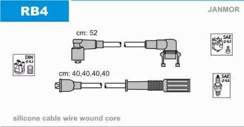 Janmor RB4 - Ignition Cable Kit autospares.lv